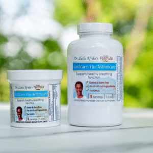Two containers of Dr. LLaila Afrika cold care supplements